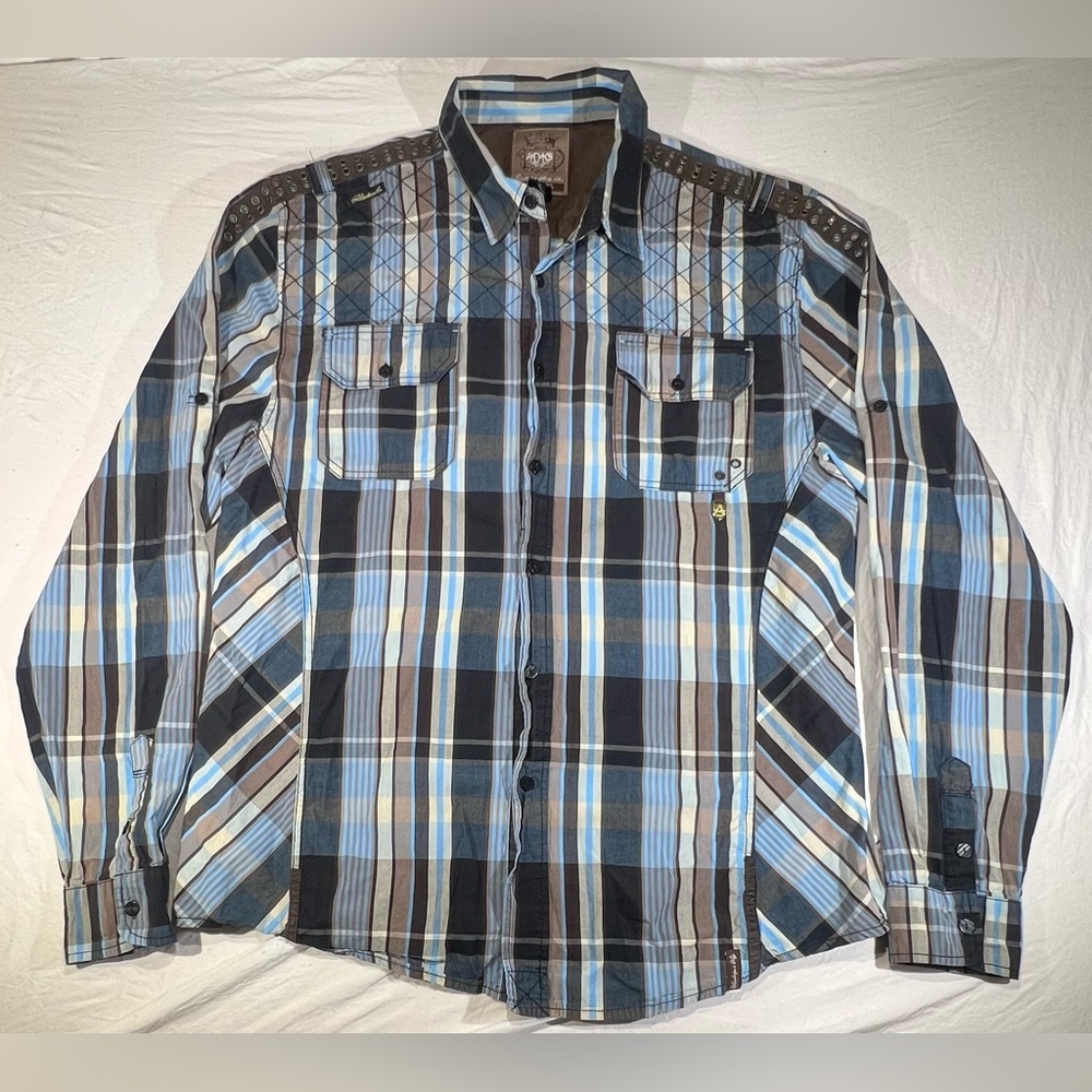 AKDMKS 2xl xxl Men's Long Sleeve Button Up Shirt Plaid Y2K